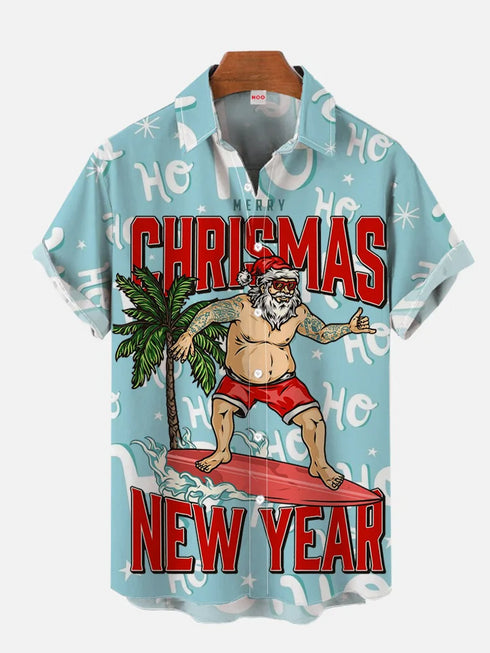 Men's Christmas Funny Graphic Short Sleeve Hawaiian Shirt
